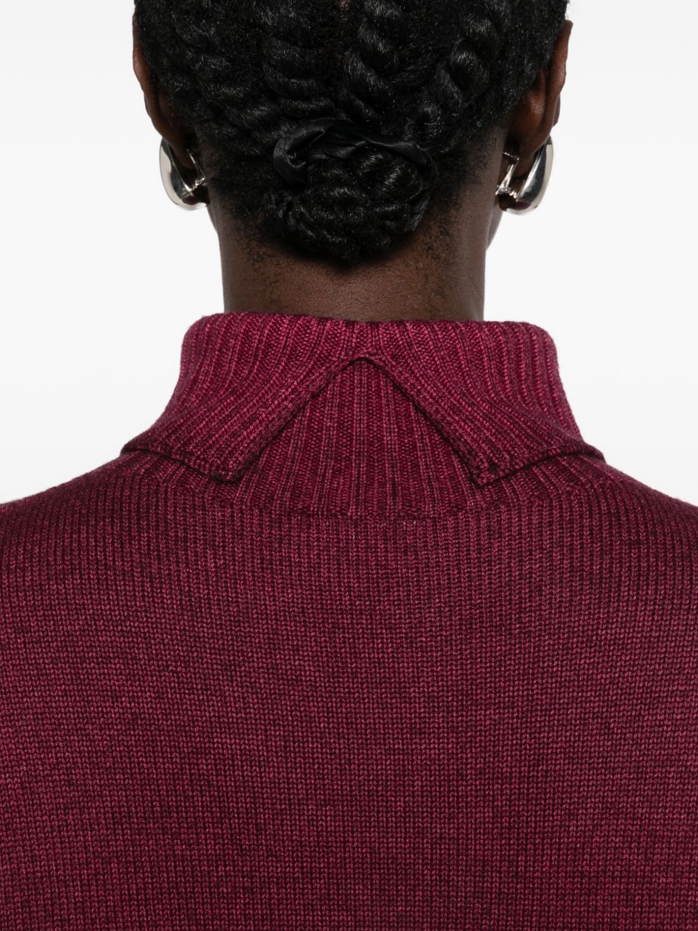 AROVESCIO Maglia bordeaux effetto washed a collo alto in lana