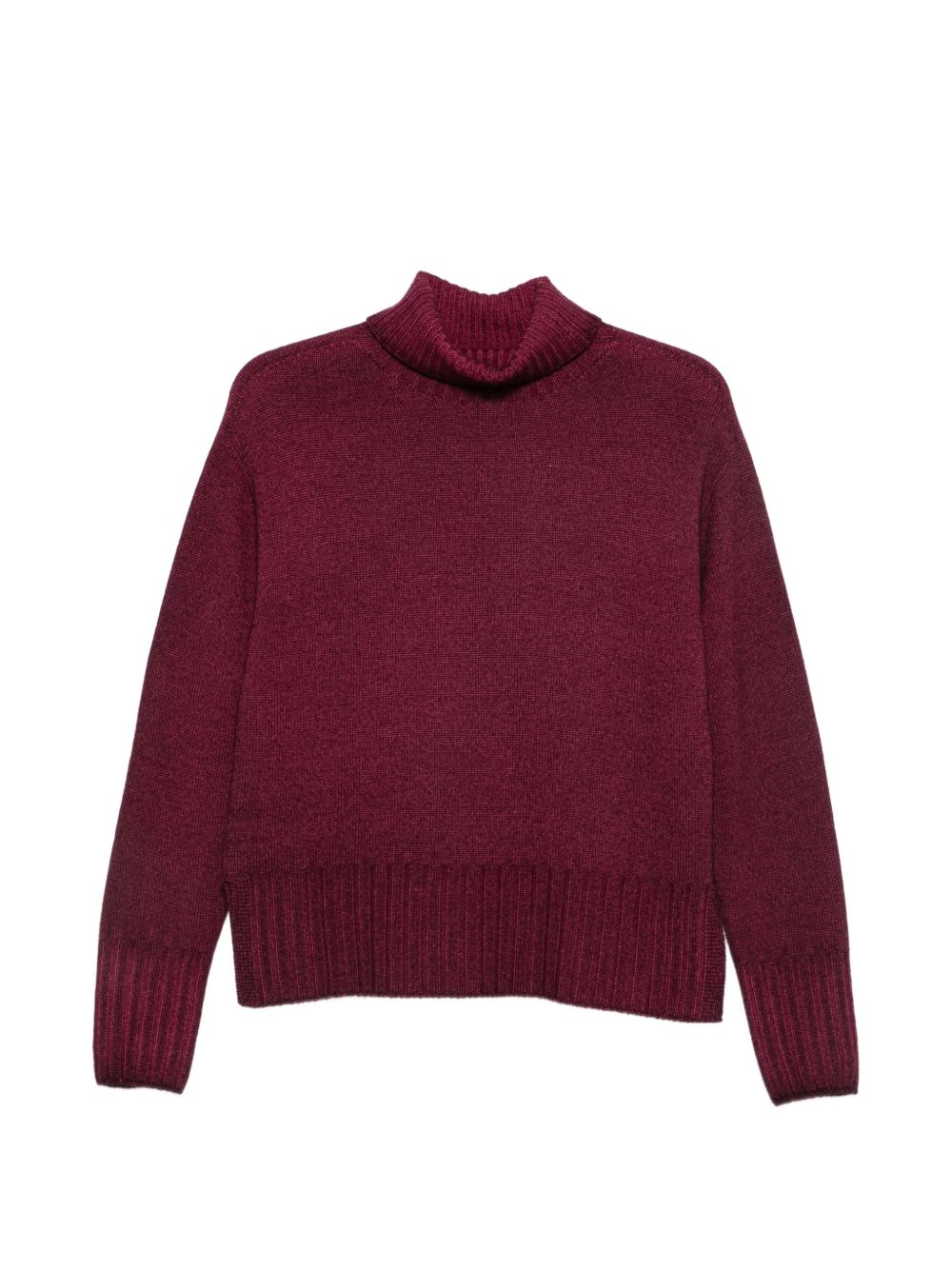 AROVESCIO Maglia bordeaux effetto washed a collo alto in lana