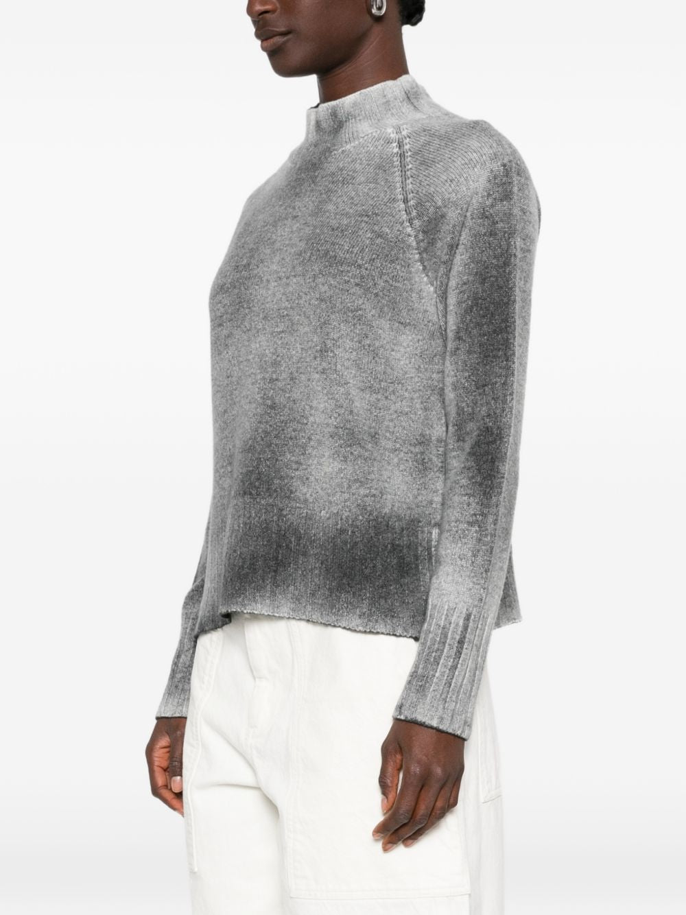 AROVESCIO Maglia grigia effetto washed in lana