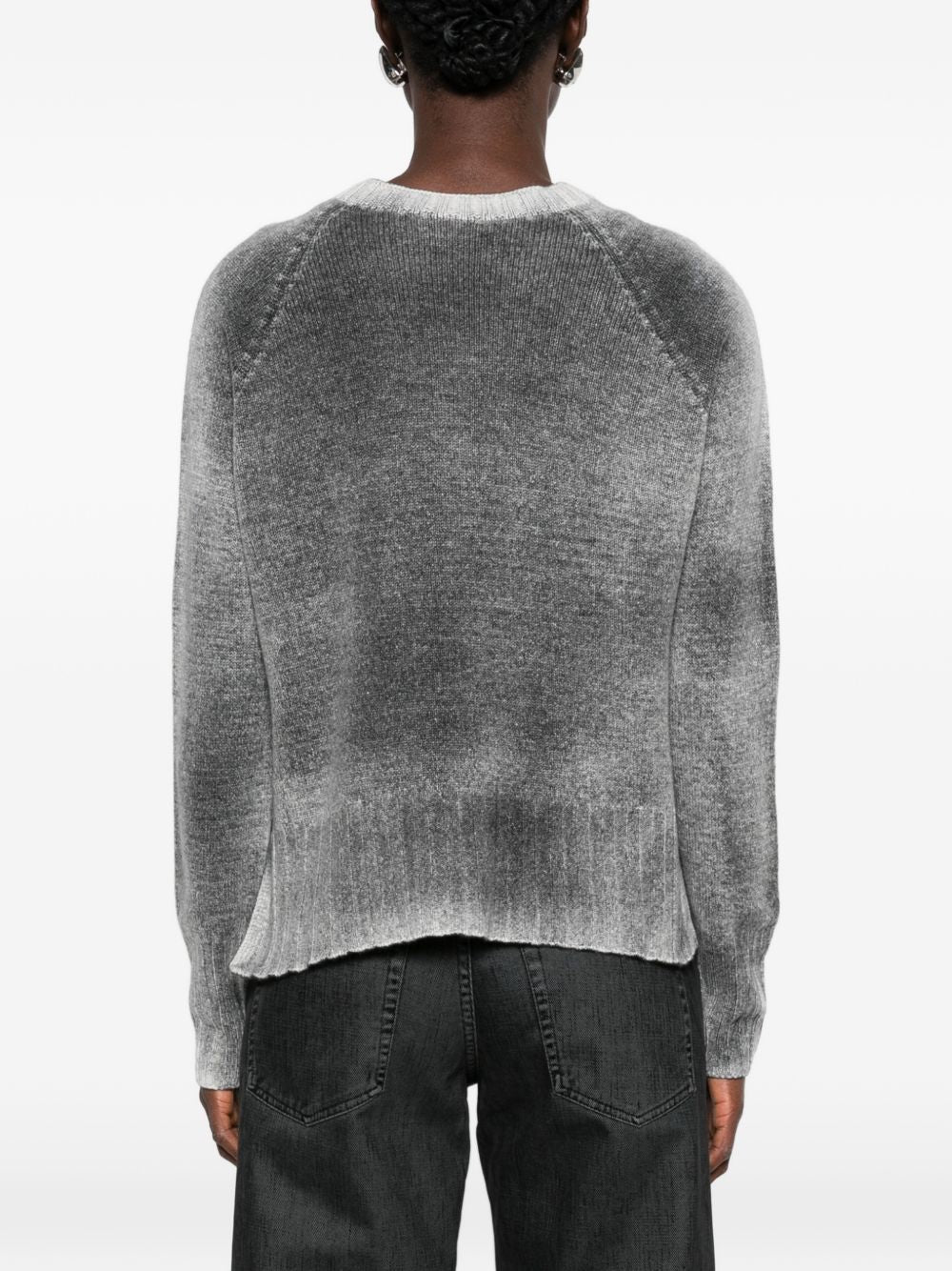 AROVESCIO Maglia grigia girocollo effetto washed in lana