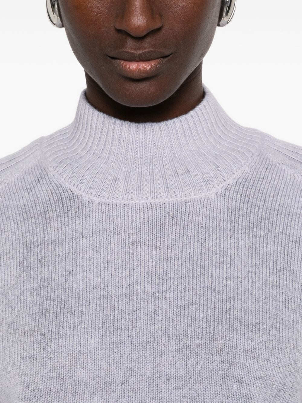 AROVESCIO Maglia grigio chiaro a collo alto effetto washed in lana
