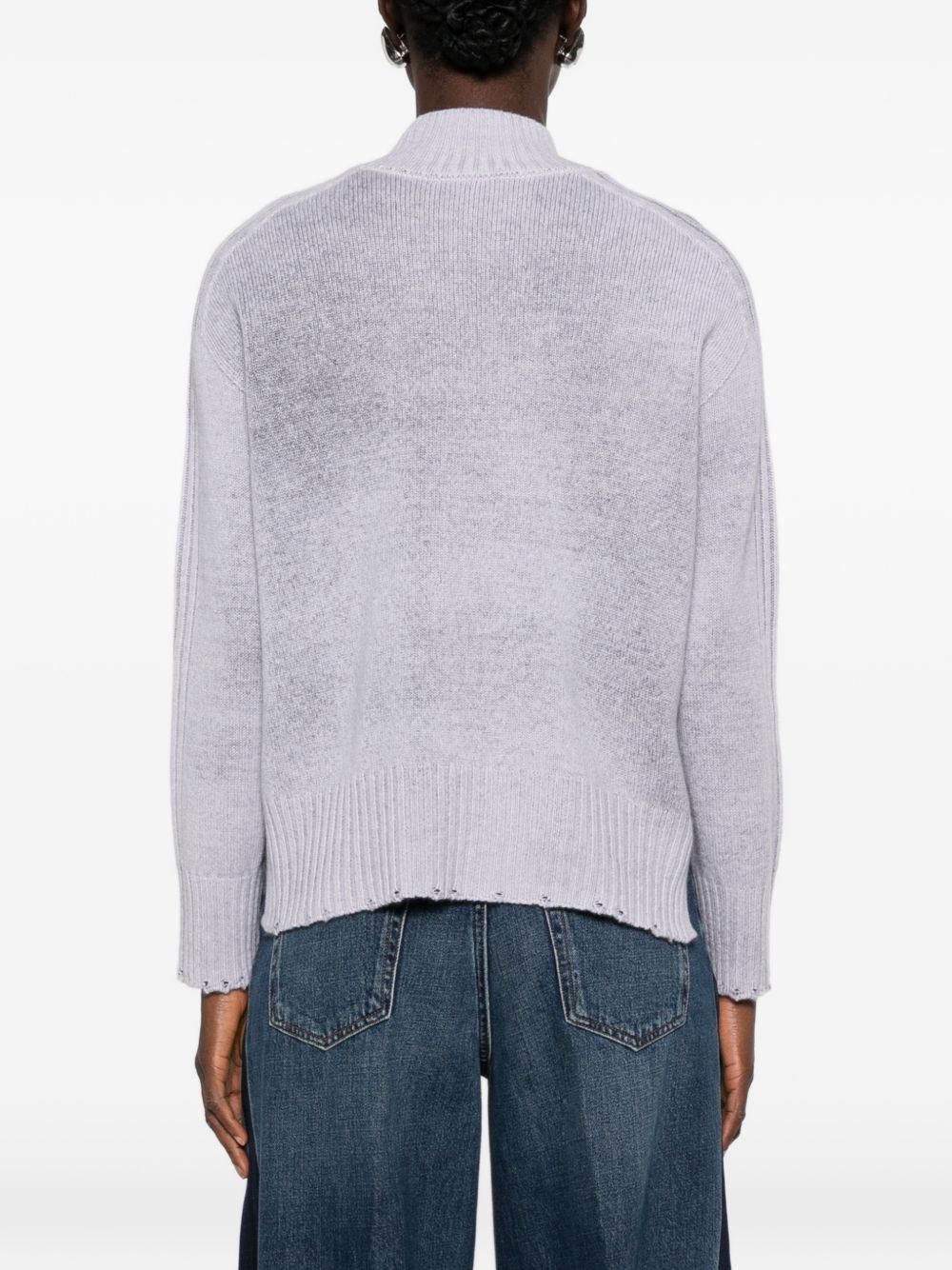 AROVESCIO Maglia grigio chiaro a collo alto effetto washed in lana