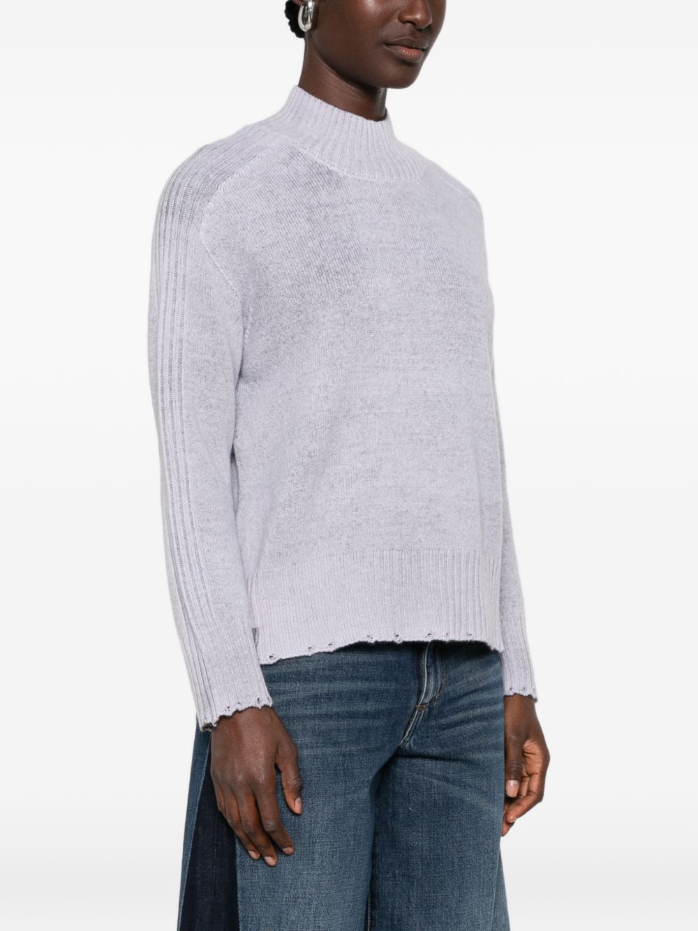 AROVESCIO Maglia grigio chiaro a collo alto effetto washed in lana