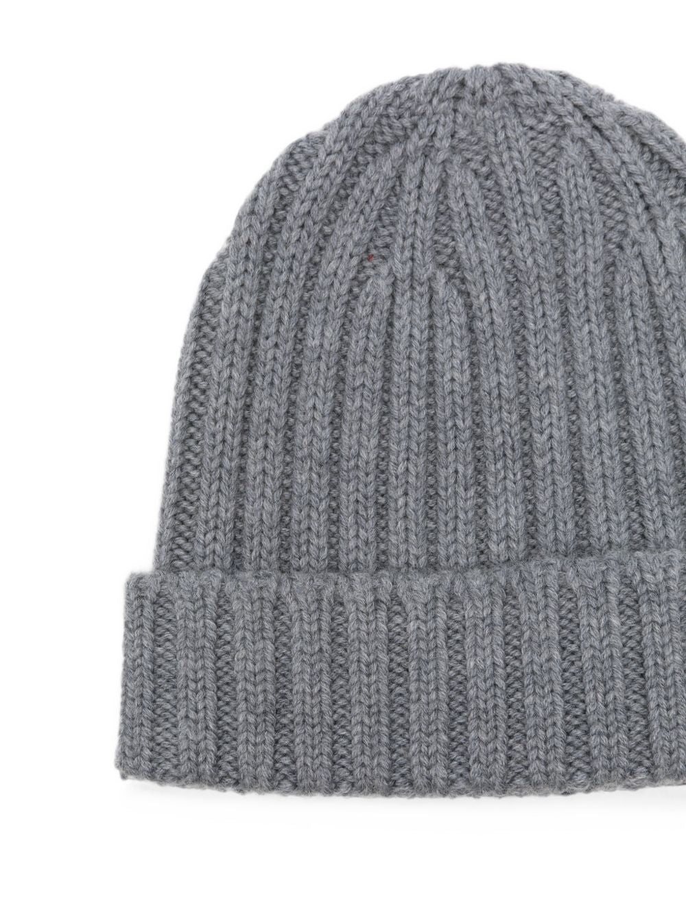 ASPESI Cappello in lana grigia a coste con risvolto
