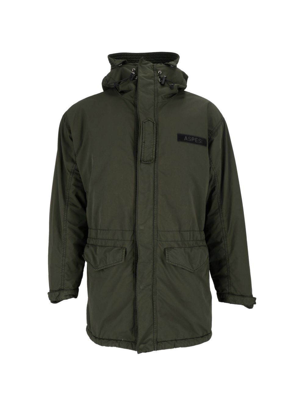 ASPESI Parka verde con cappuccio e zip
