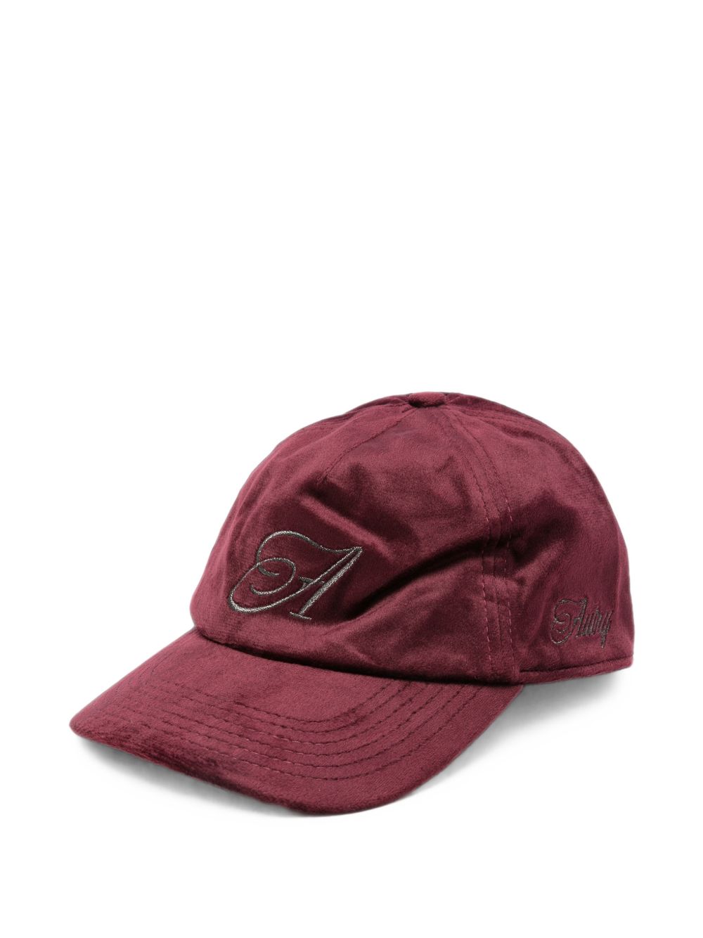 AUTRY Cappello da baseball rosso velluto con logo ricamato