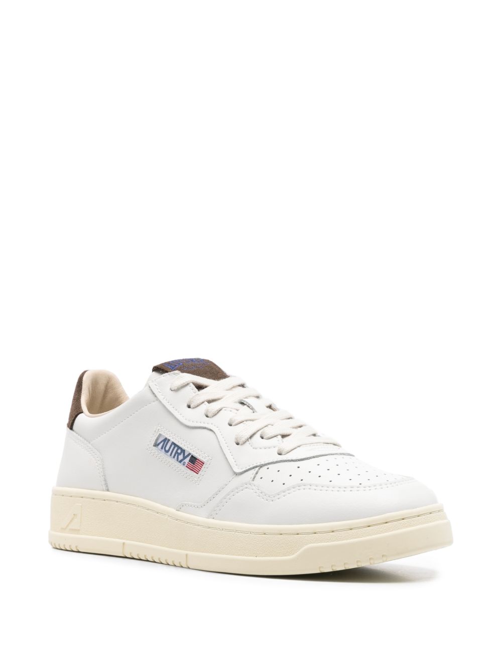 AUTRY Sneakers Medalist in pelle bianca con dettaglio marrone