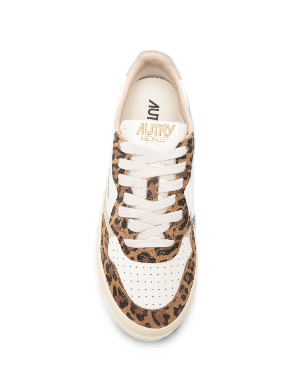 AUTRY Sneakers bianche Medalist con stampa leopardata e suola platform