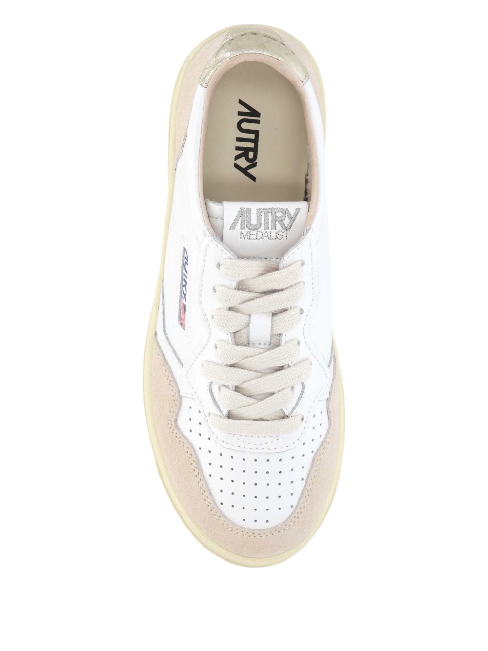 AUTRY Sneaker Medalist Autry in pelle bianca e cipria con suola platform