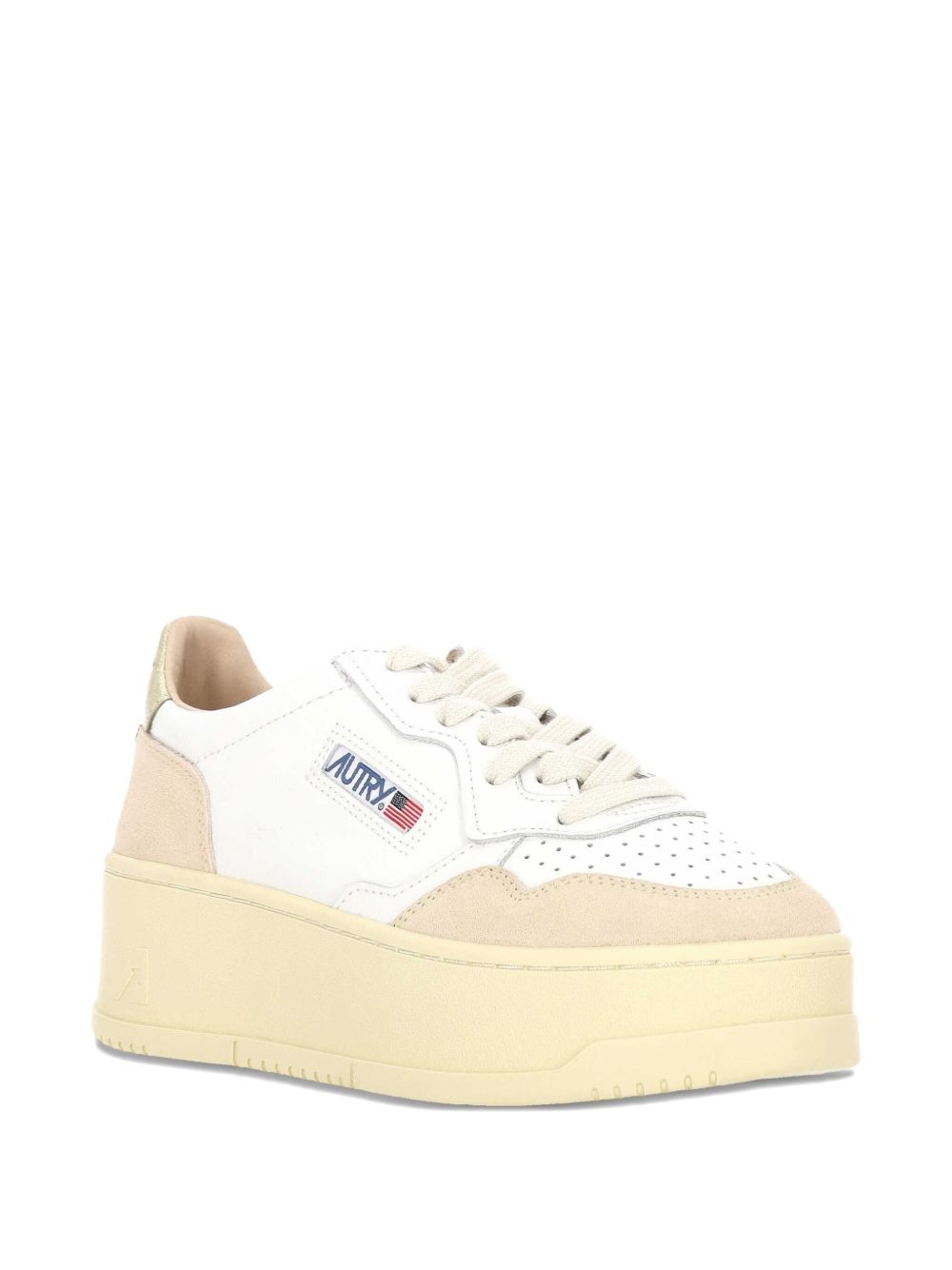 AUTRY Sneaker Medalist Autry in pelle bianca e cipria con suola platform