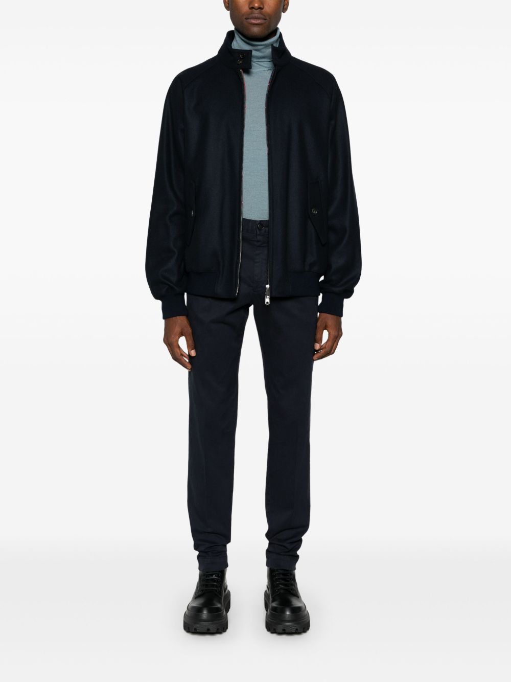 BARACUTA Giacca Melton Blu in Lana e Cashmere