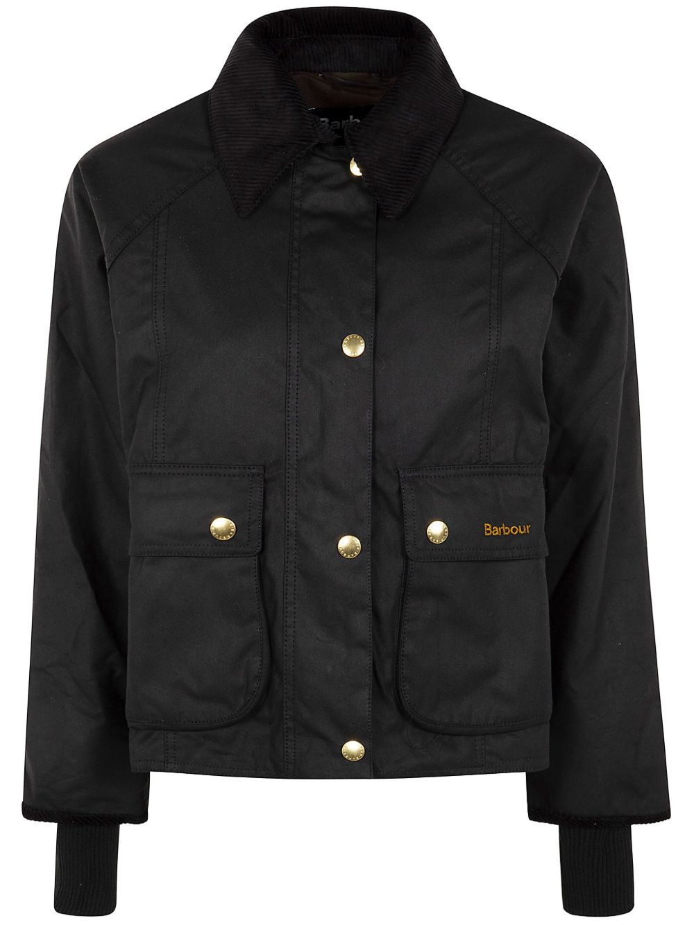 BARBOUR Giubbotto nero con colletto in velluto