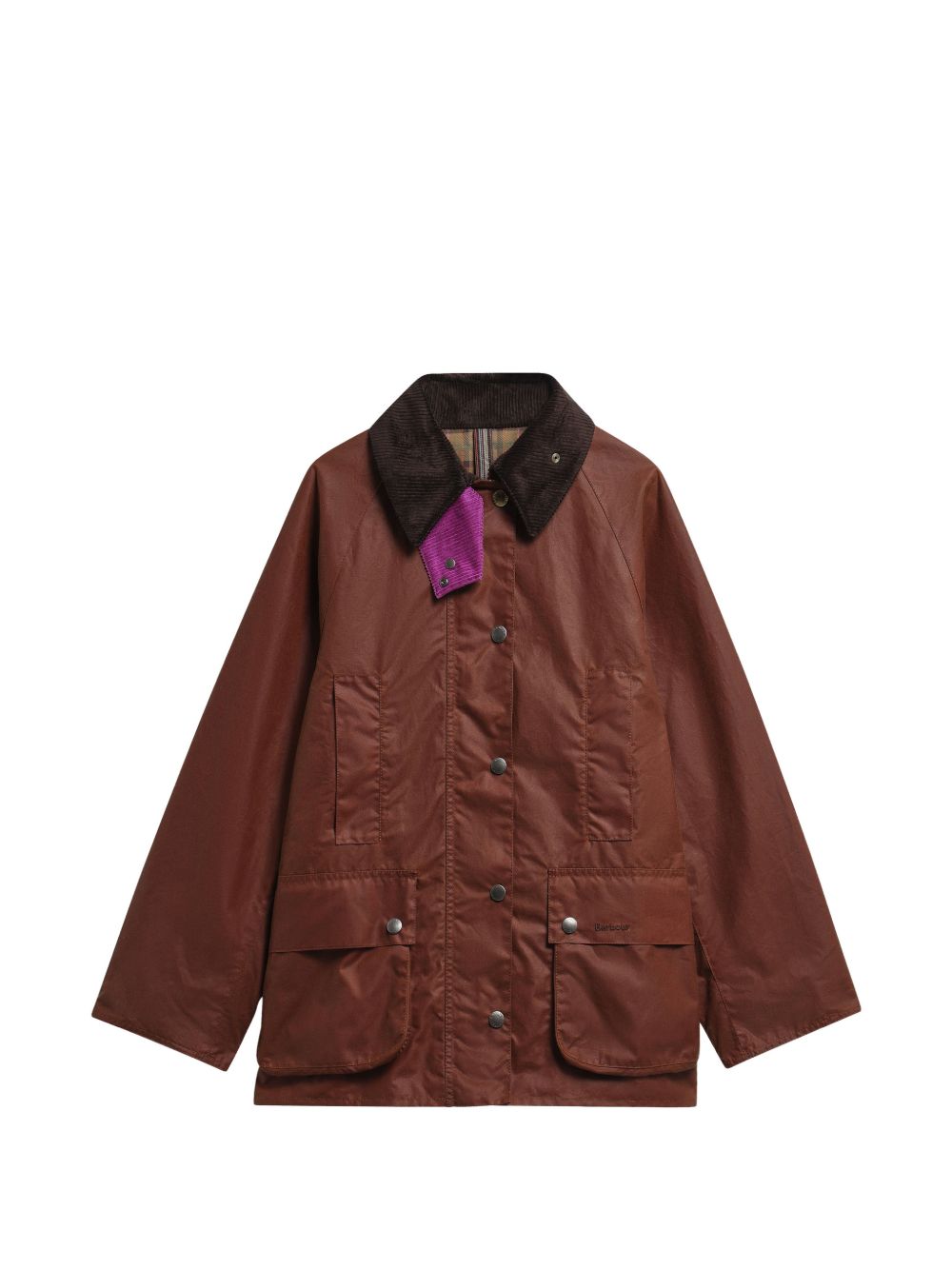 BARBOUR Giacca in cotone cerato con colletto in velluto marrone