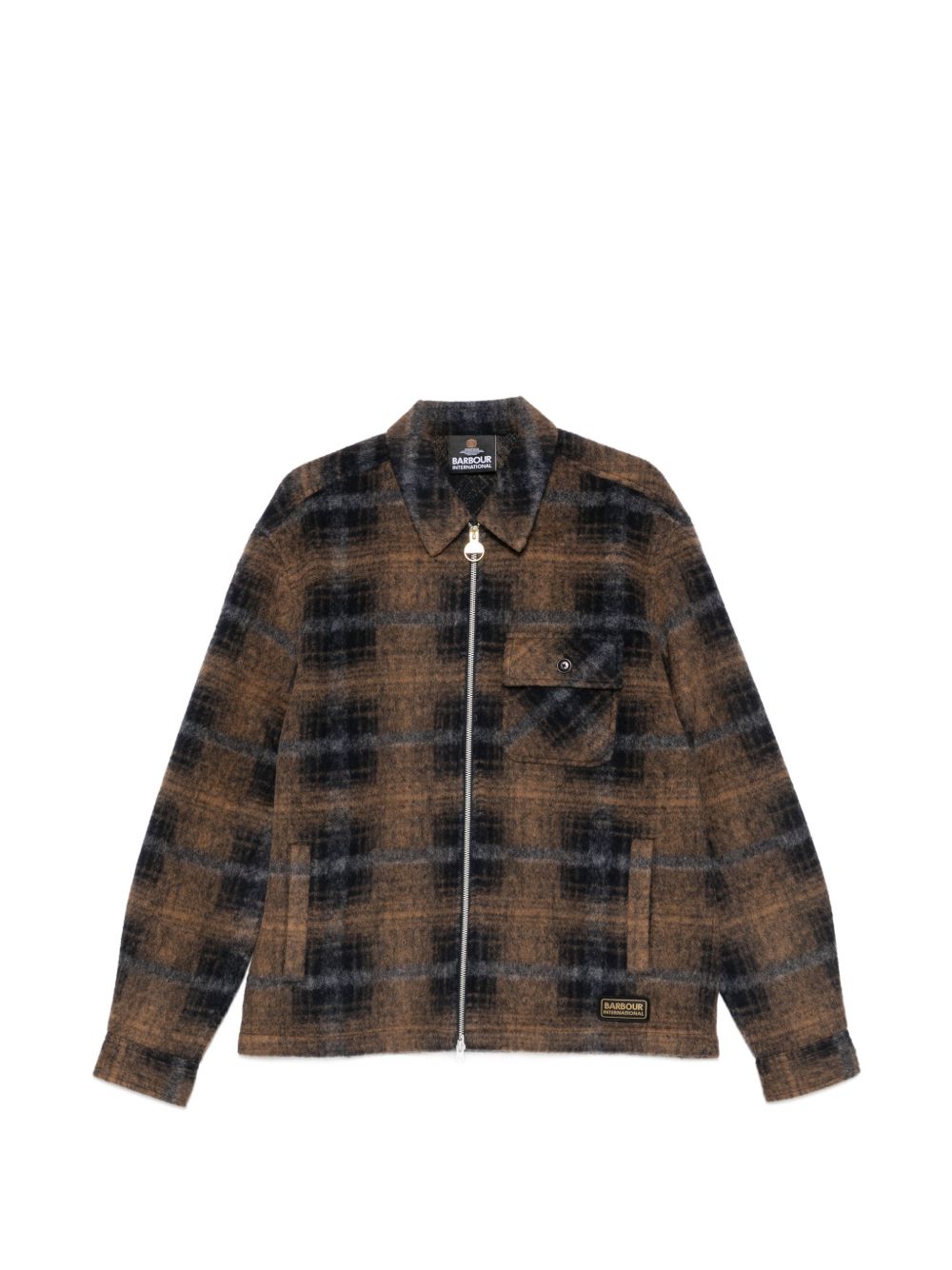 BARBOUR Giacca camicia Oswald in misto lana blu a quadri