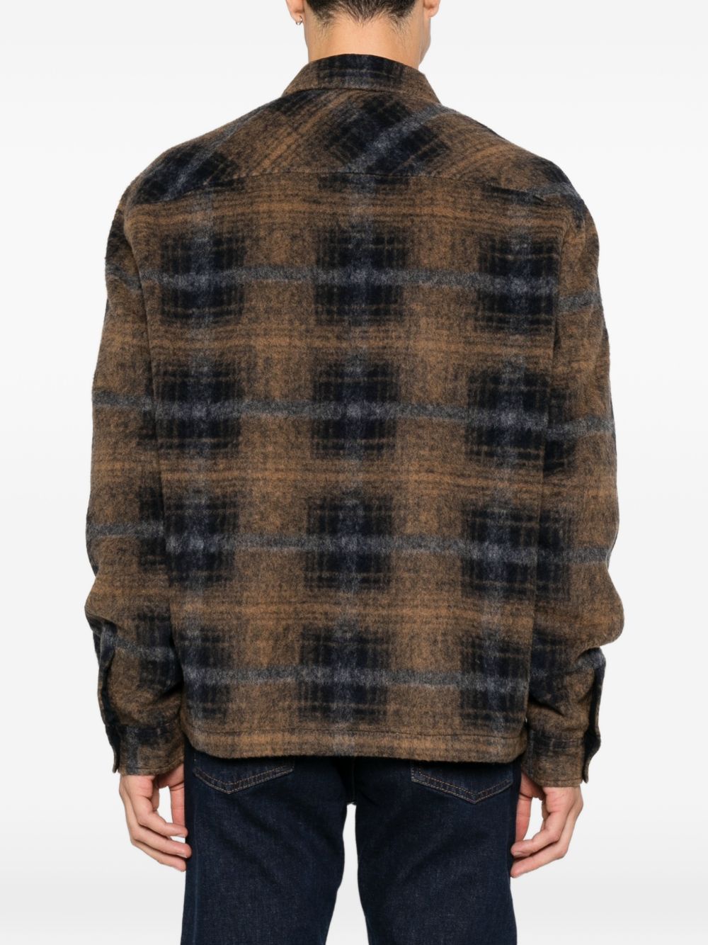 BARBOUR Giacca camicia Oswald in misto lana blu a quadri