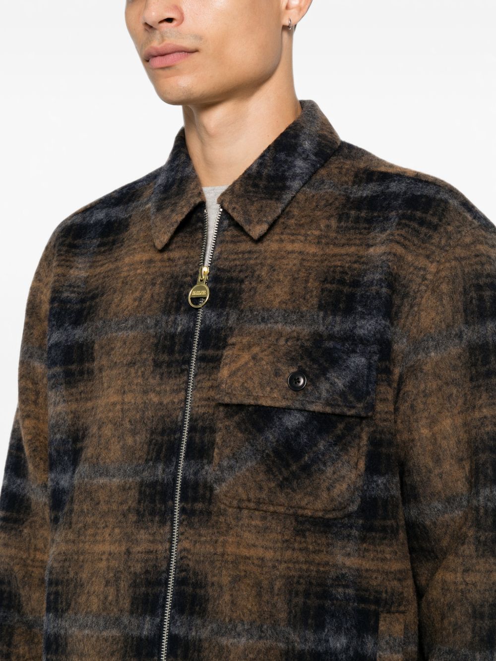 BARBOUR Giacca camicia Oswald in misto lana blu a quadri