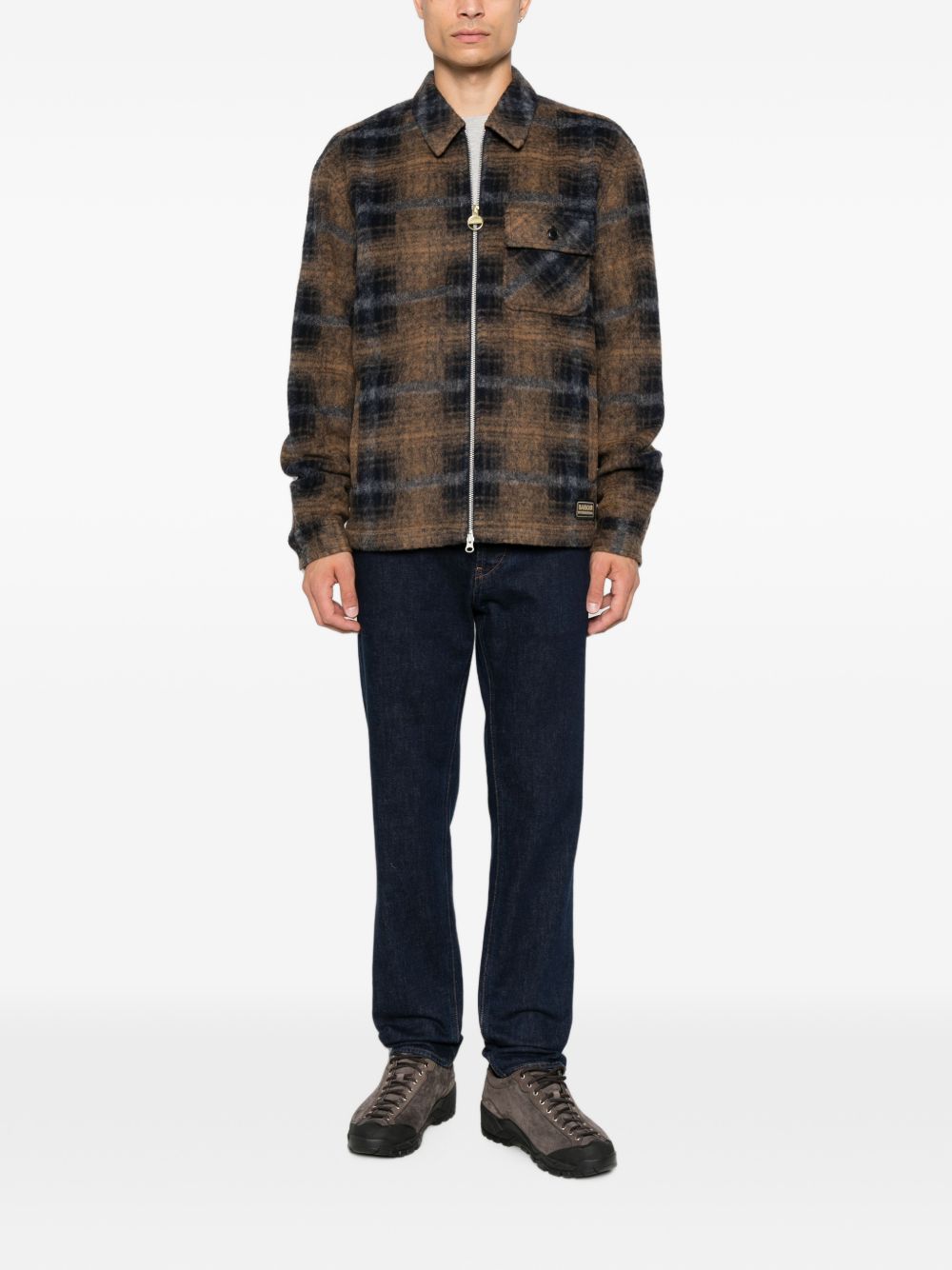 BARBOUR Giacca camicia Oswald in misto lana blu a quadri