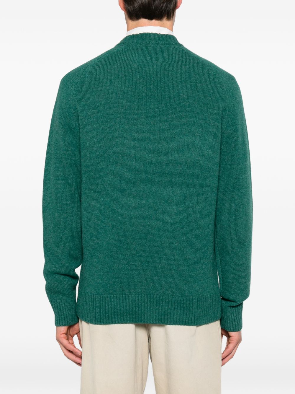 BARBOUR Maglia girocollo verde in lana