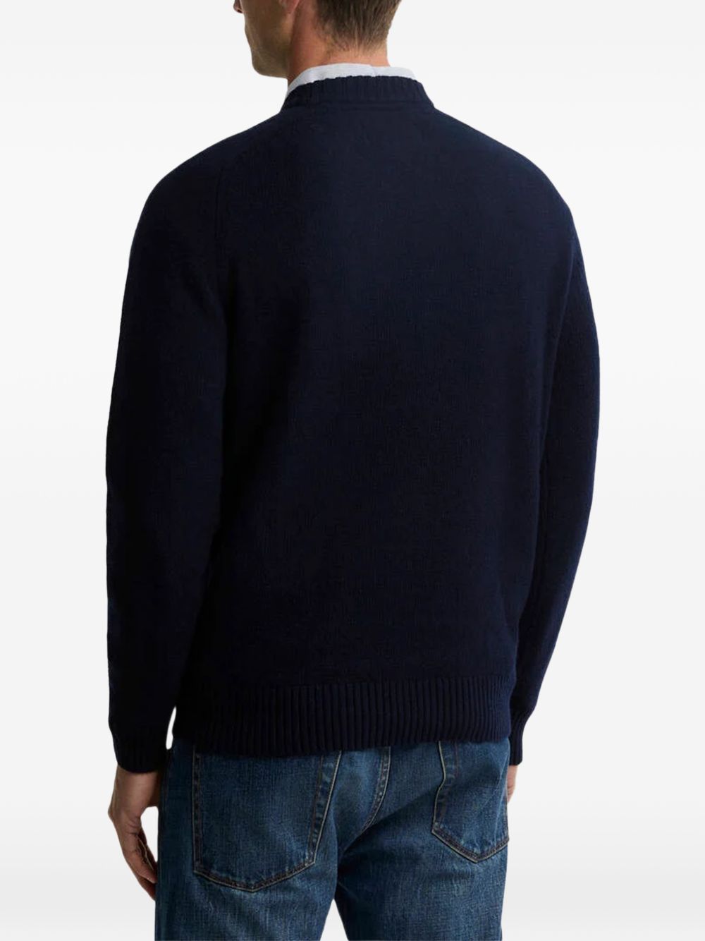 BARBOUR Maglia in lana blu girocollo