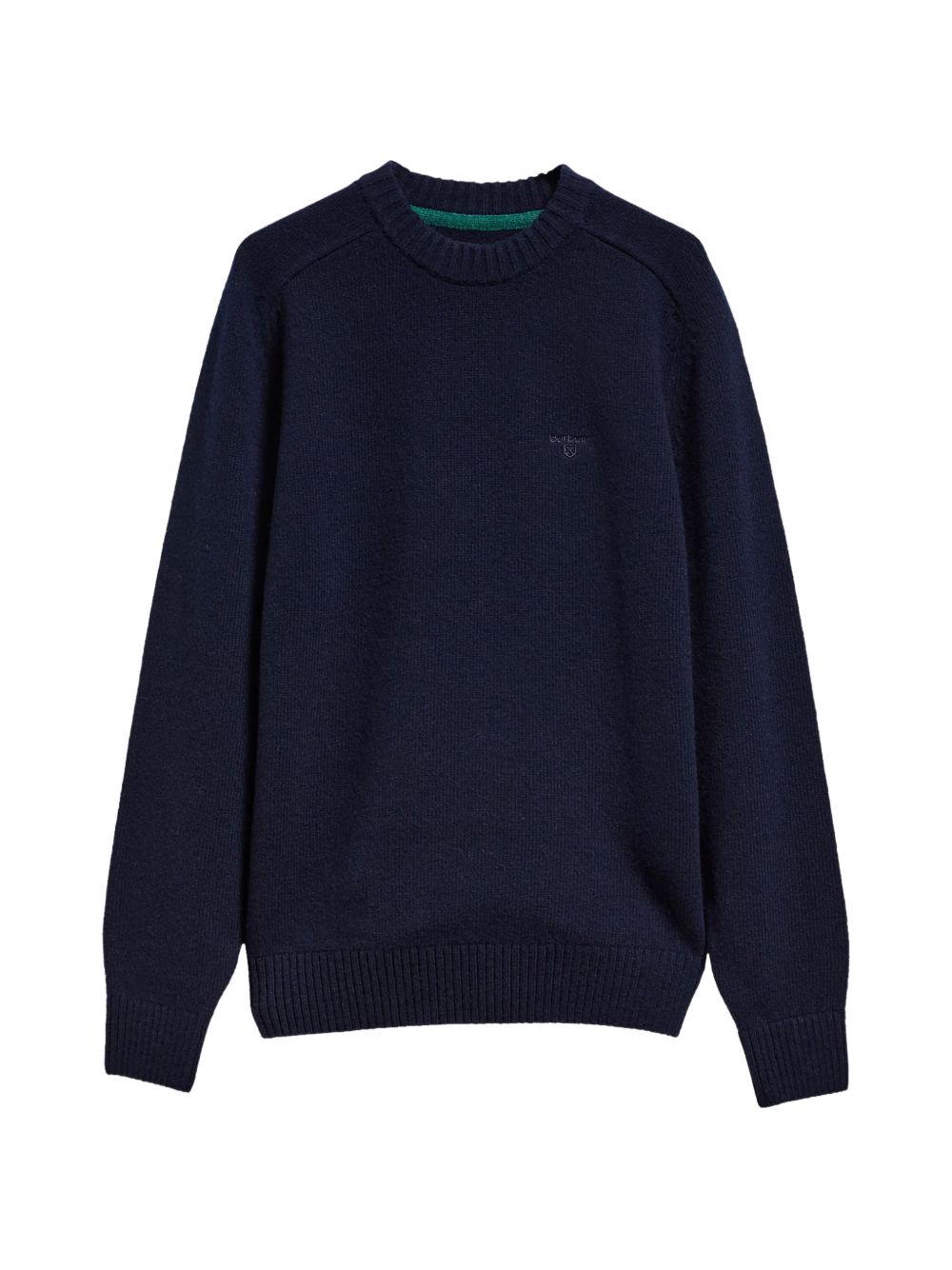 BARBOUR Maglia in lana blu girocollo