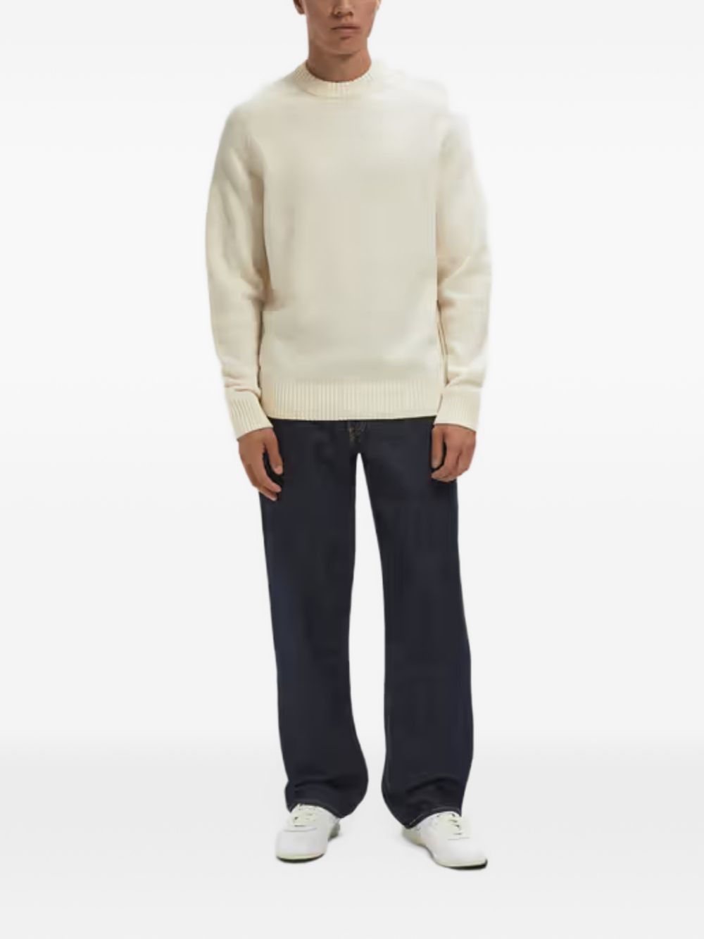 BARBOUR Maglia in lana panna girocollo
