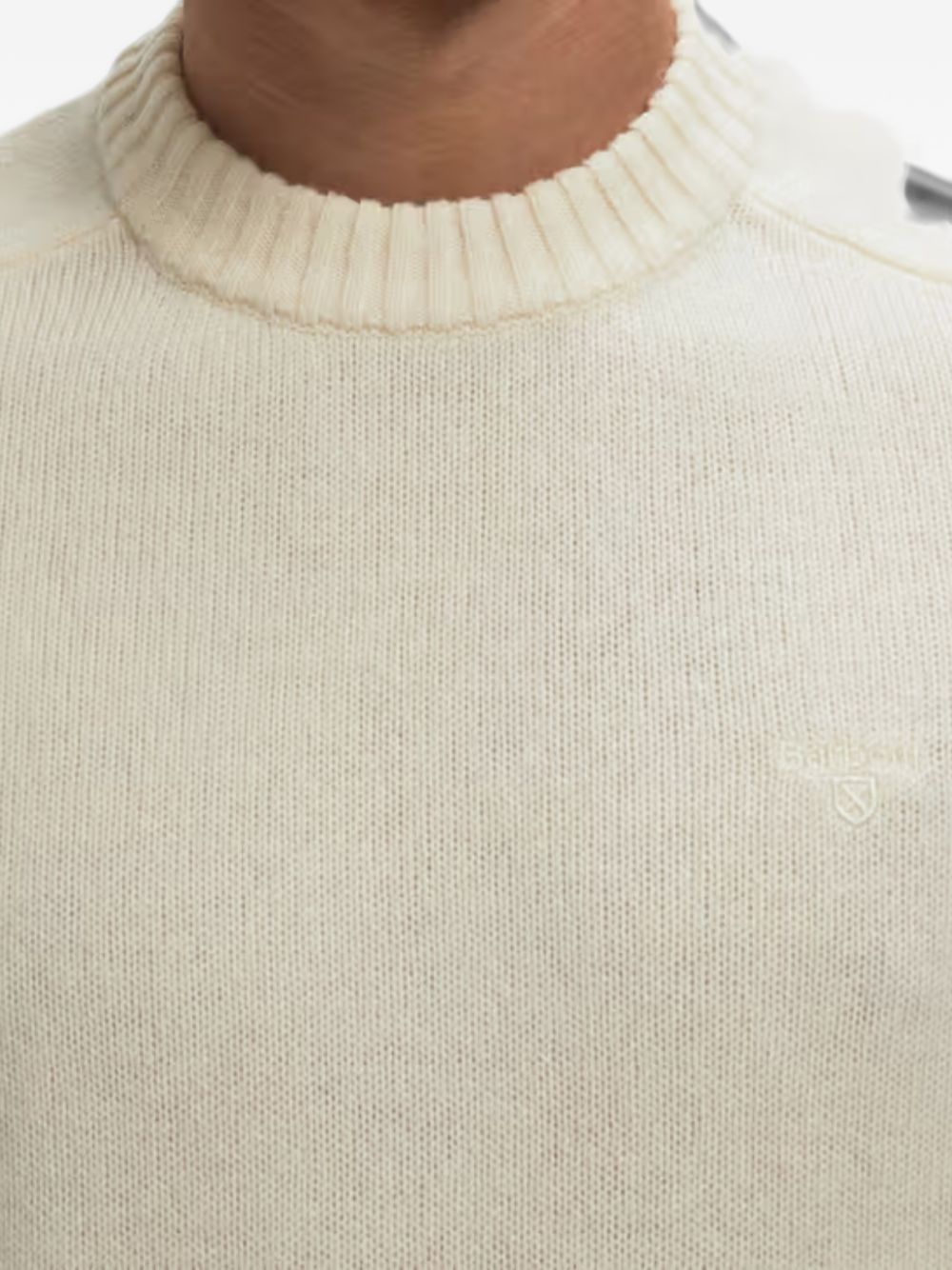 BARBOUR Maglia in lana panna girocollo