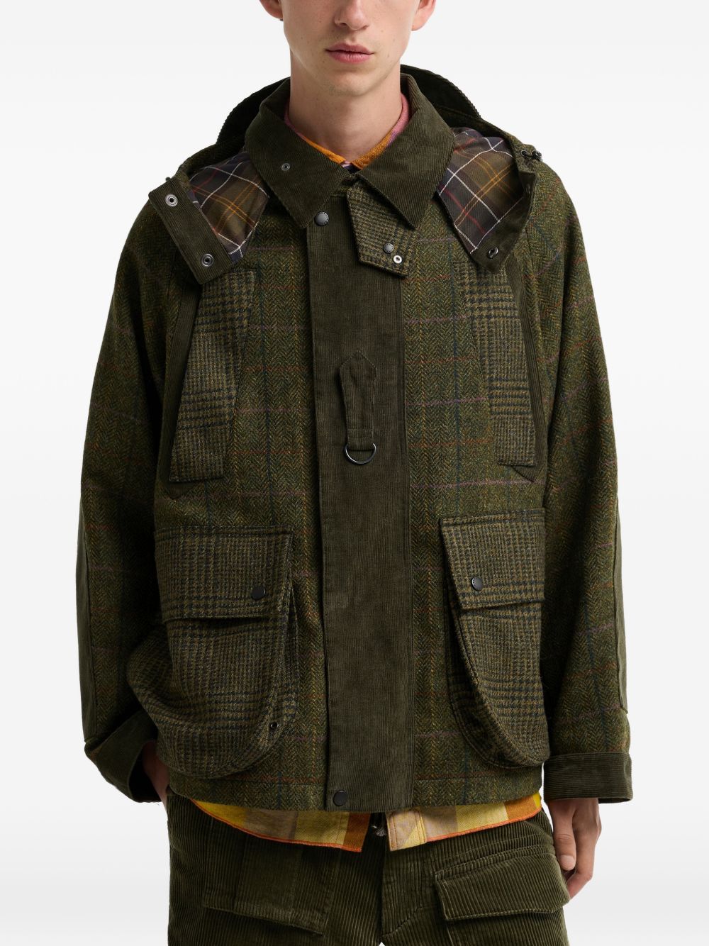 BARBOUR Barbour x Norbit Giacca in Lana a Quadri Verde con Cappuccio