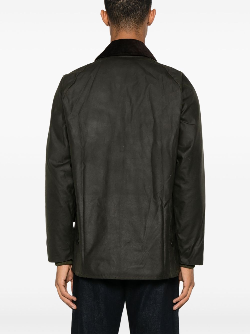 BARBOUR Giacca verde con tasche e colletto in velluto