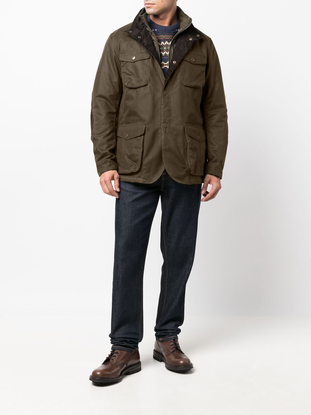 BARBOUR Giacca verde imbottita con tasche e gilet incorporato
