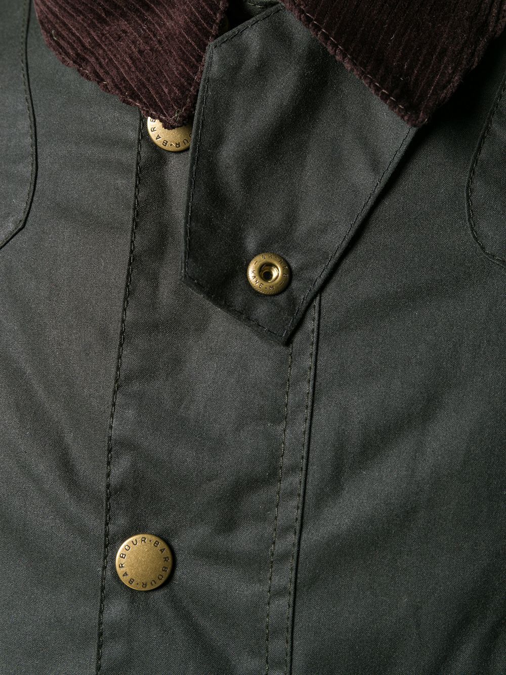 BARBOUR Giacca verde imbottita con colletto in velluto e tasche