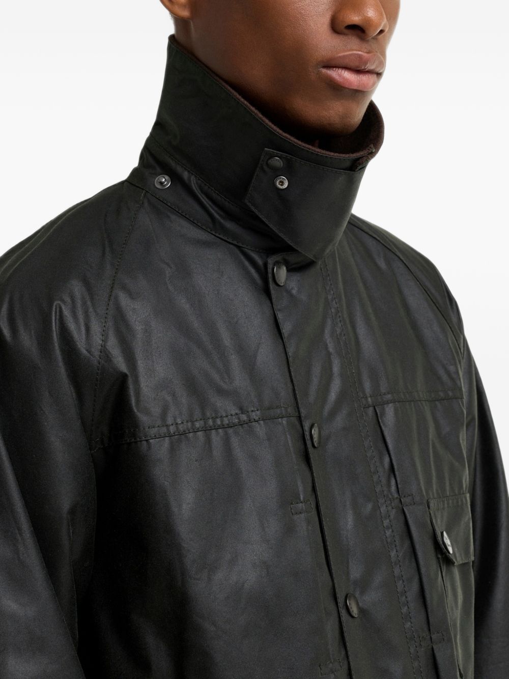 BARBOUR A.P.C. x Barbour Beaufort Giacca Cerata Verde Unisex con Cappuccio