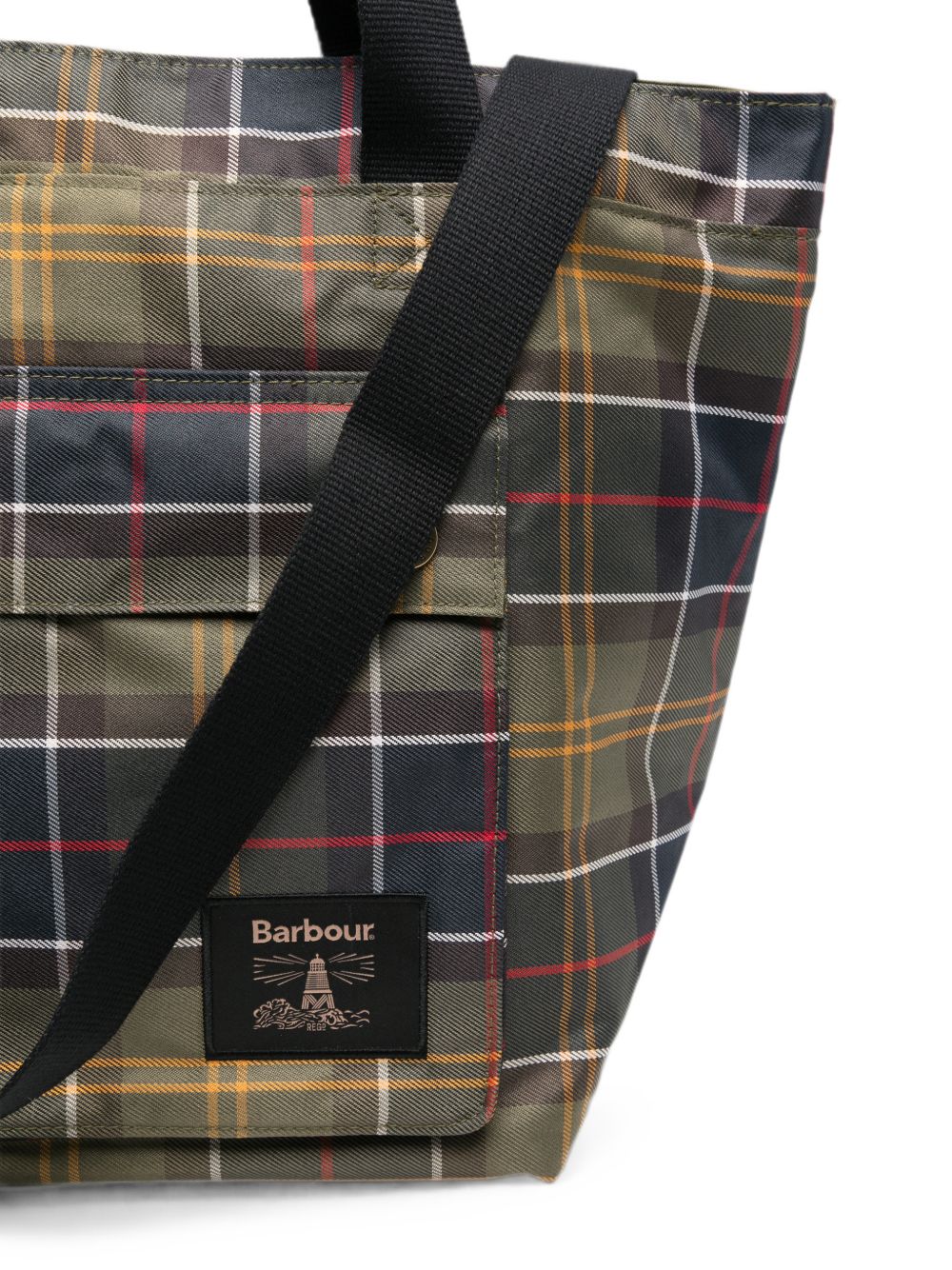 BARBOUR Borsa tote verde capiente in tessuto