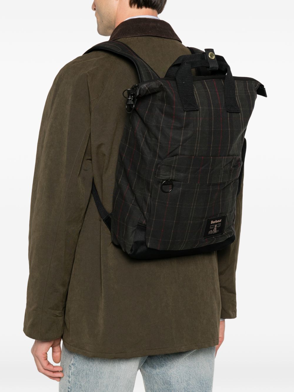 BARBOUR Borsa tote in cotone cerato oliva