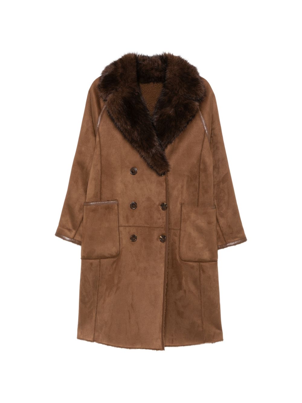 BETTA CORRADI Cappotto double face in montone con collo in ecopelliccia