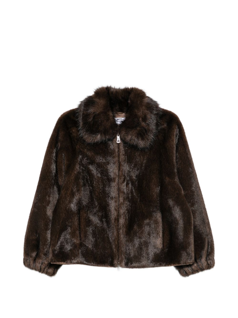 BETTA CORRADI Giacca marrone in ecopelliccia con zip