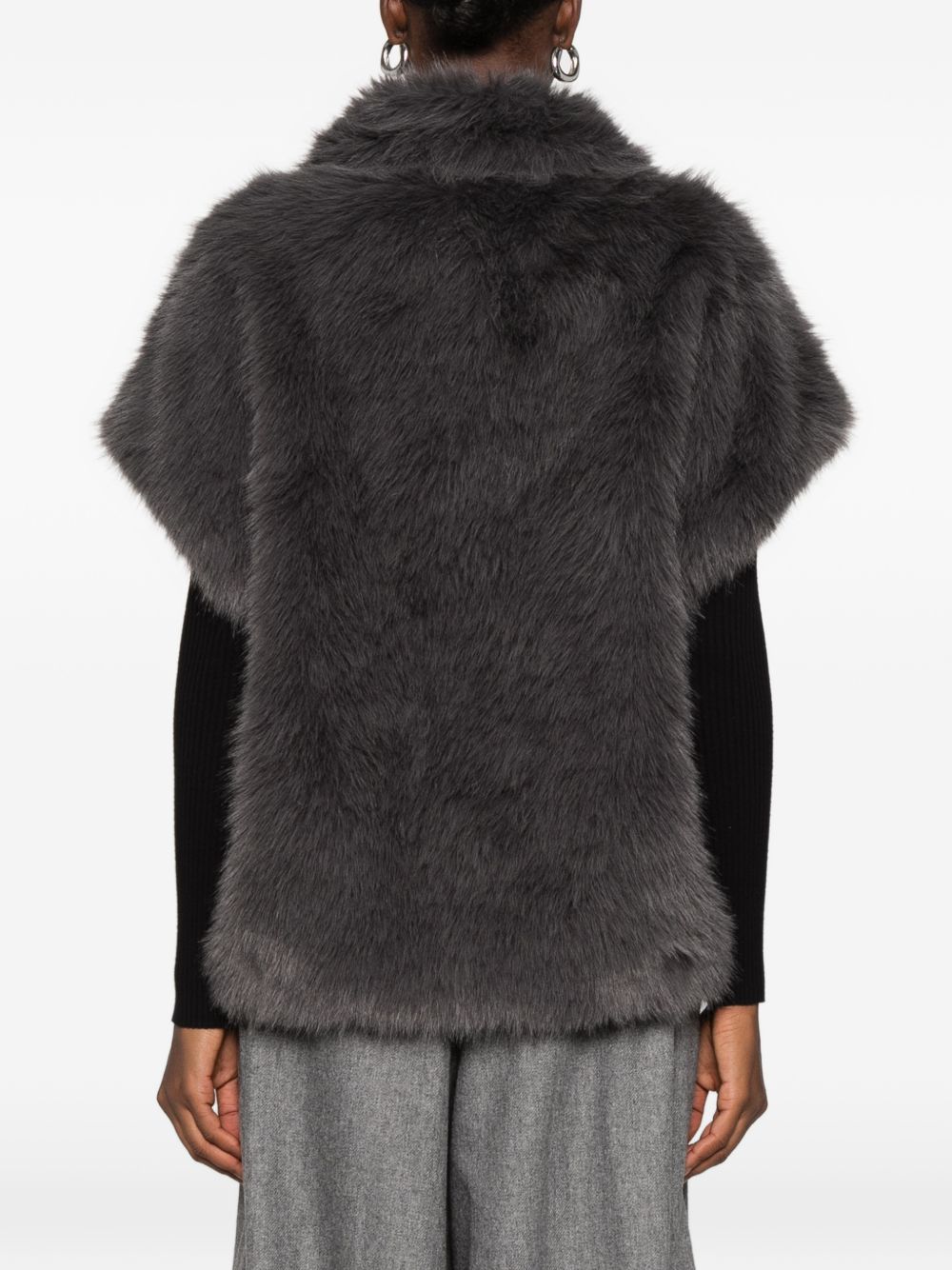 BETTA CORRADI Gilet grigio in ecopelliccia