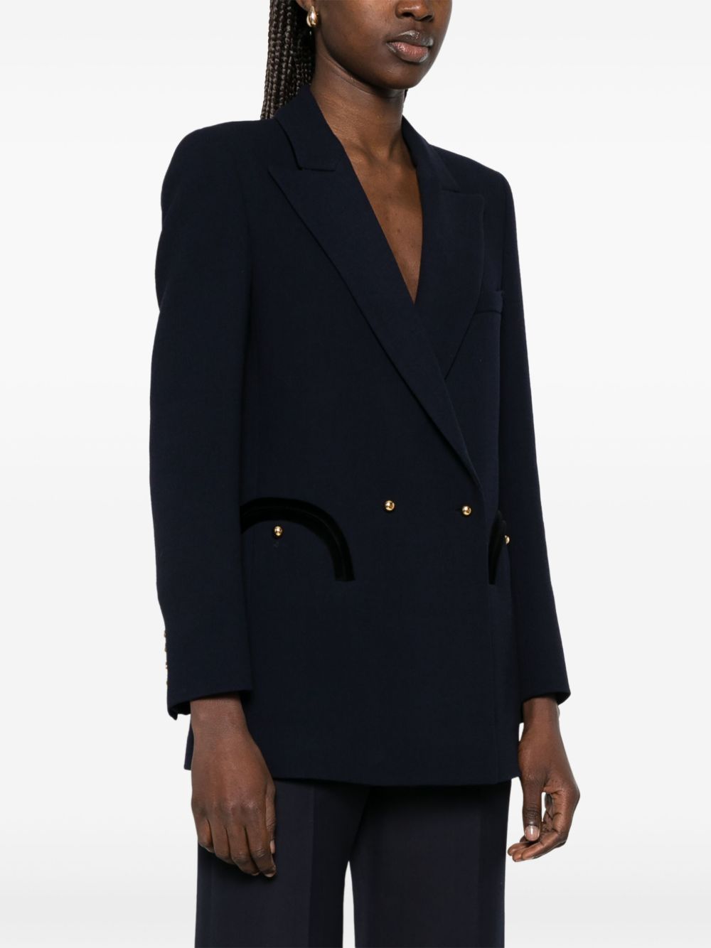 BLAZE Blazer doppiopetto blu in lana vergine con bottoni dorati