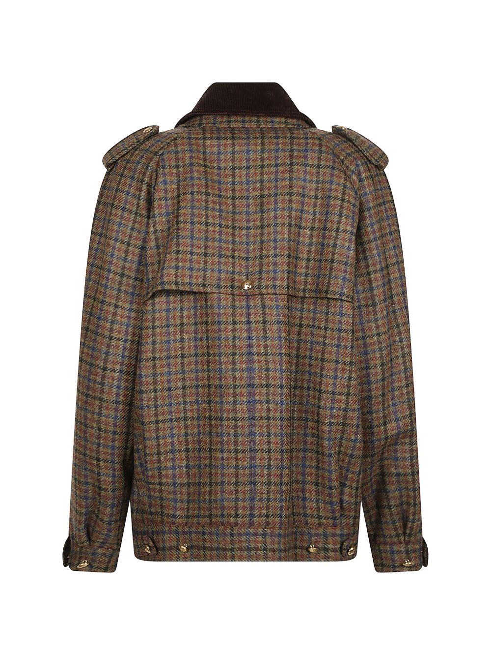 BLAZE Giacca trench corto in tartan marrone in lana