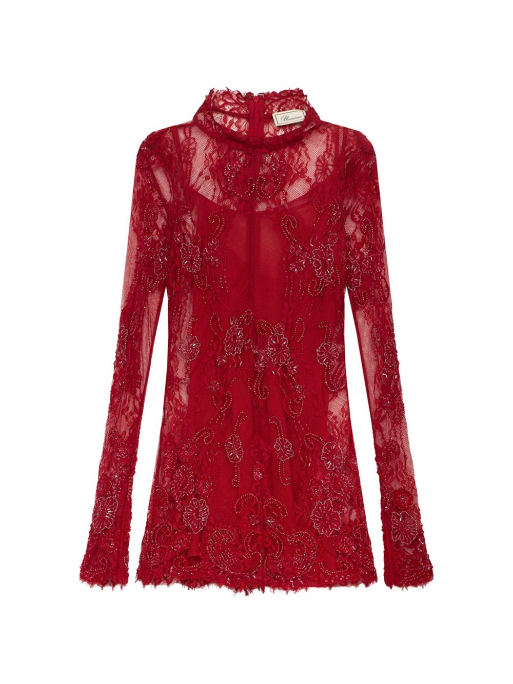 BLUMARINE Abito corto rosso in pizzo con sottoveste