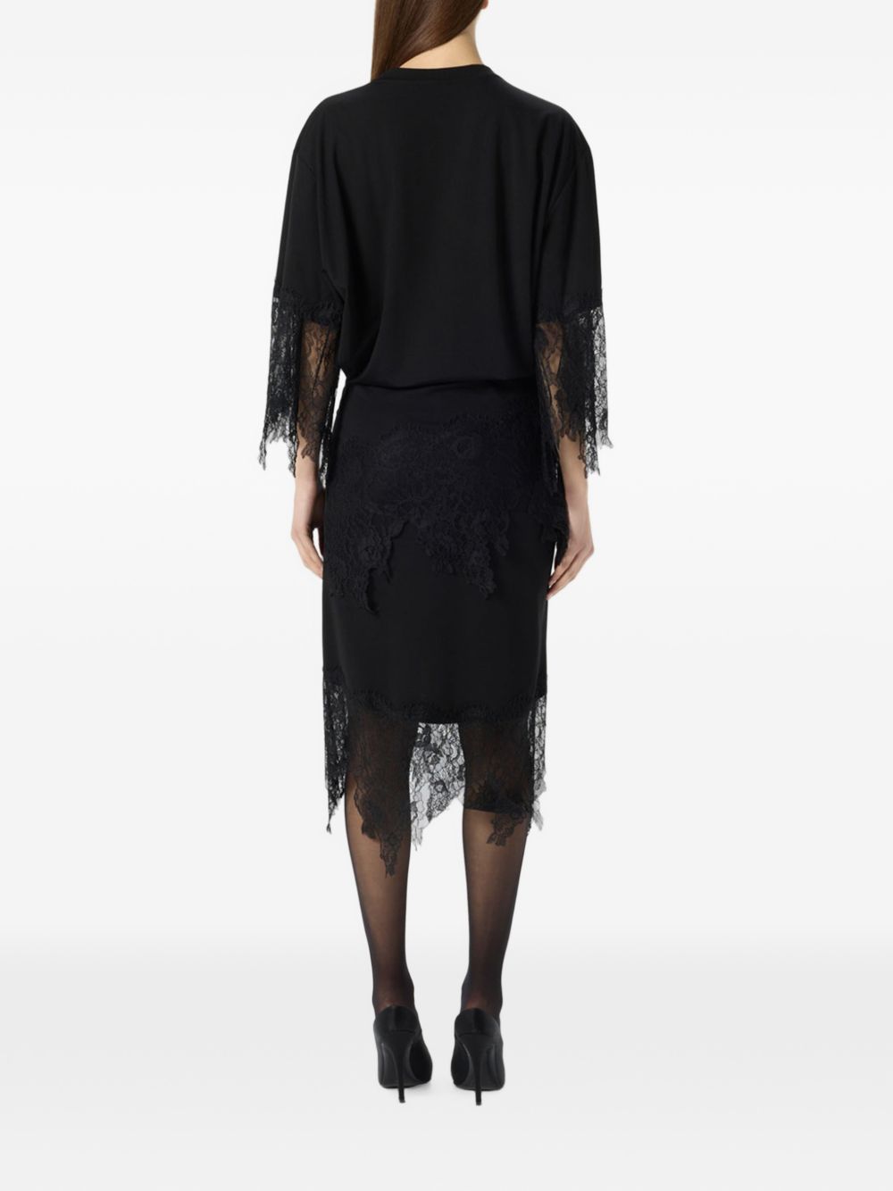 BLUMARINE Abito midi nero con pizzo