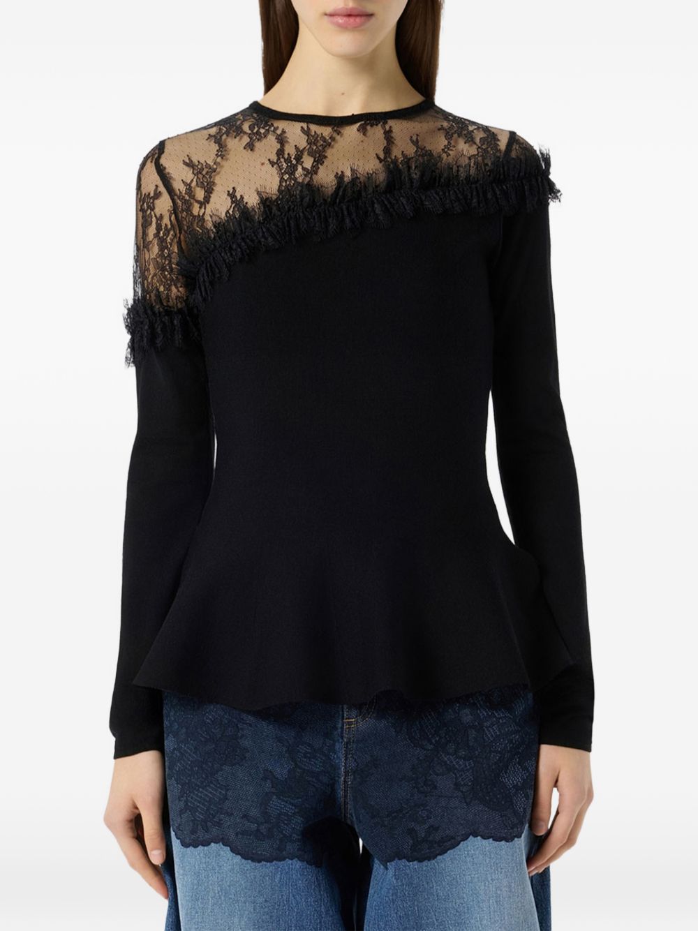 BLUMARINE Maglia Nera con pizzo