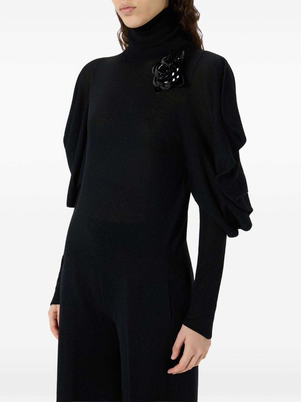BLUMARINE Maglia Nera a Collo Alto
