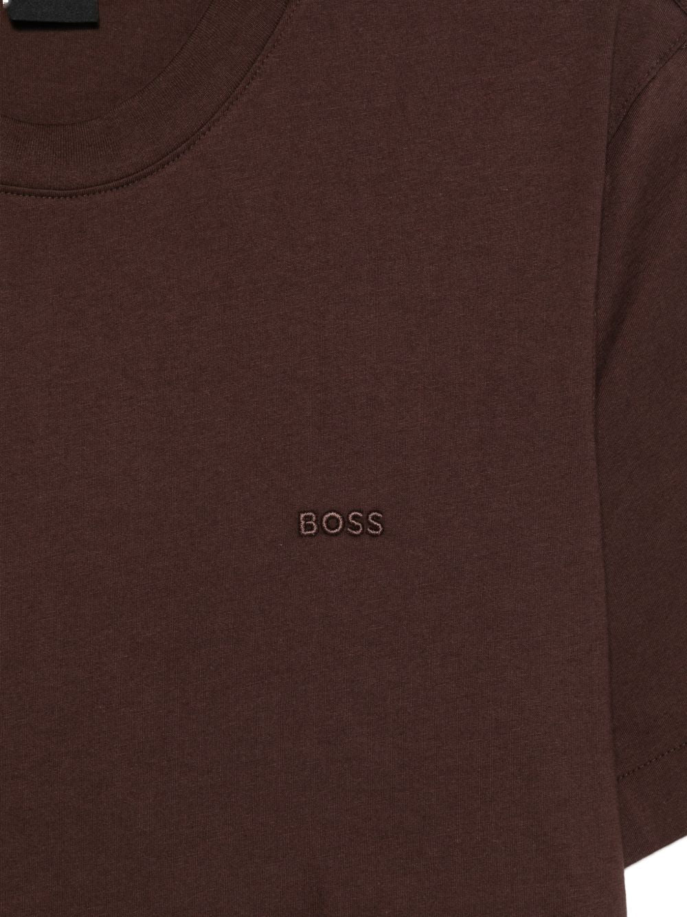 BOSS T-shirt marrone in cotone girocollo