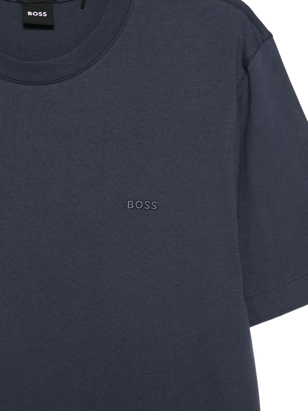 BOSS T-shirt in cotone blu girocollo
