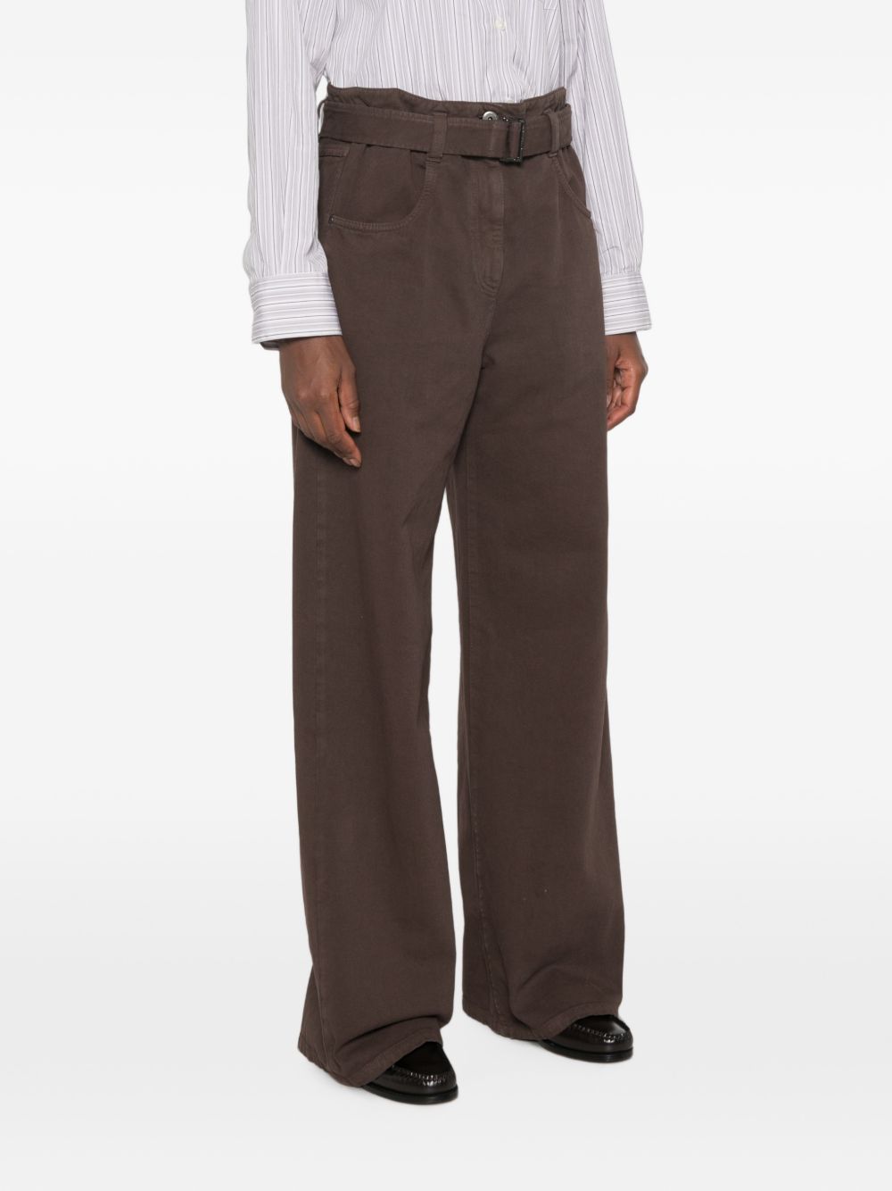 BRUNELLO CUCINELLI Pantalone in denim con cintura in dotazione marrone