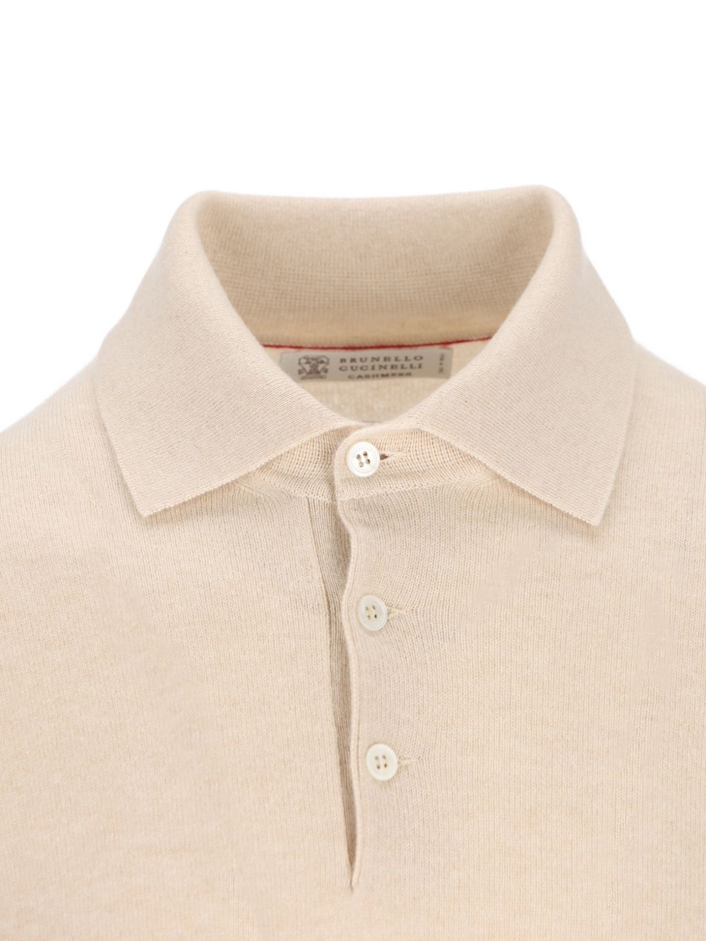 BRUNELLO CUCINELLI Maglia polo in cashmere beige<BR/>