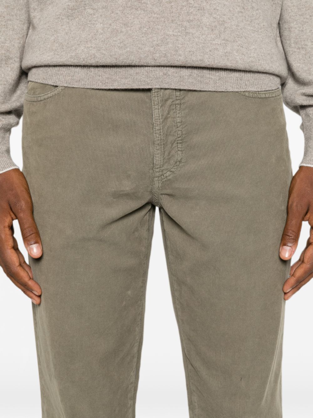BRUNELLO CUCINELLI Pantaloni in velluto a costine con tasche verde oliva