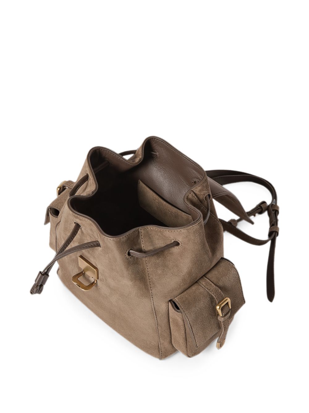 BRUNELLO CUCINELLI Zainetto multitasche in suede beige scuro