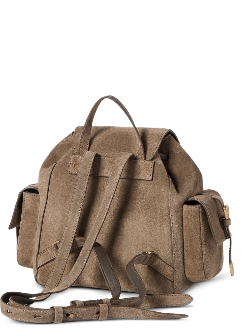BRUNELLO CUCINELLI Zainetto multitasche in suede beige scuro