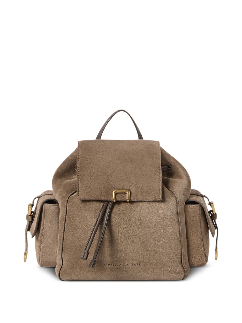 BRUNELLO CUCINELLI Zainetto multitasche in suede beige scuro